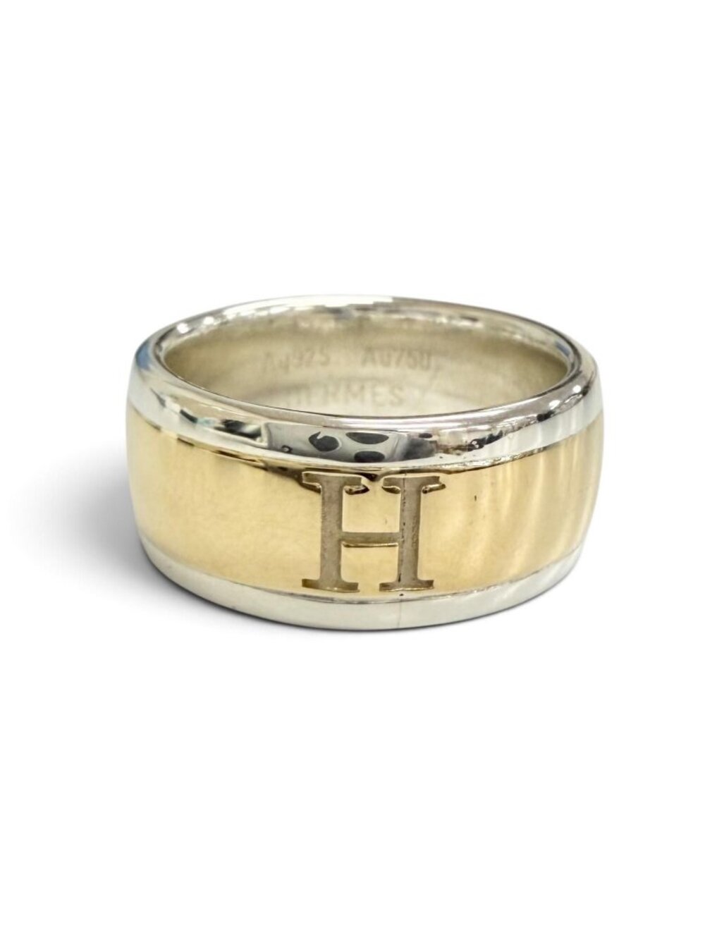 Hermes H Logo Ring Gold Silver